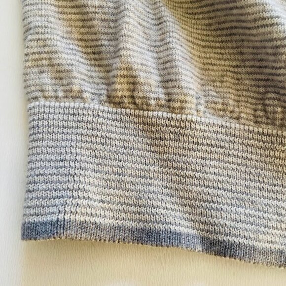 John W. Nordstrom Sweater 1/4 Zip Italian Merino Wool Stipe Grey Lightweight Med - Picture 4 of 8